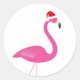 Fa la la Flamingo Helgdag Sticker Runt Klistermärke