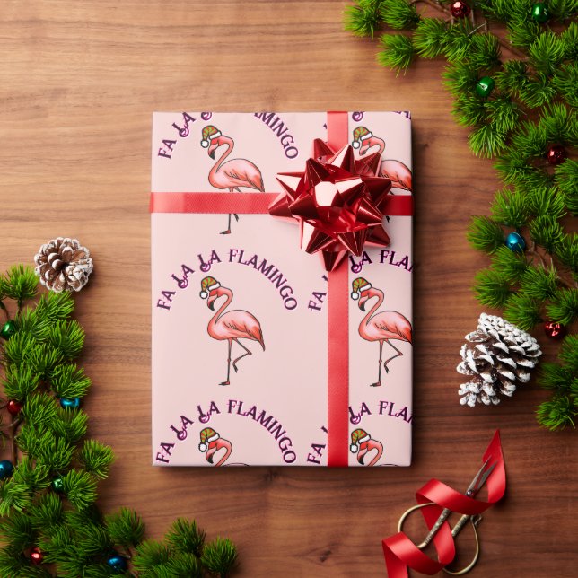 Fa La La Flamingo Rosa Tropisk Jul Holiday Presentpapper (Julgåva)