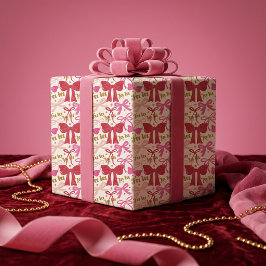 Fa La La Flickig Rosa Festiv Båge Band Jul Presentpapper