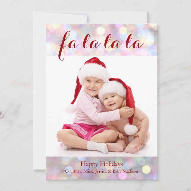 Fa la la Helgdag Photo Card Julkort (Framsida)