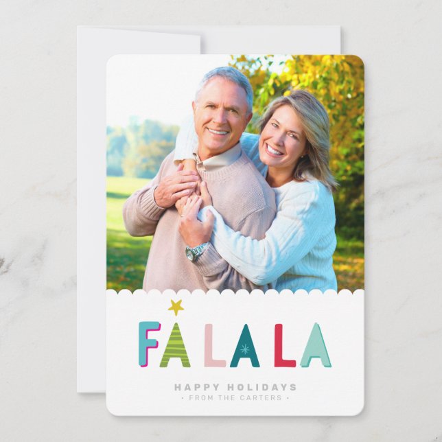 FA LA LA HELGDAG PHOTO fet, ljust färgade dabbar Meddelande (Framsida)