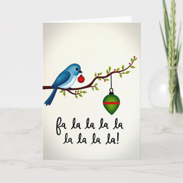 Fa La La Holiday Fågelkort Kort (Framsida)