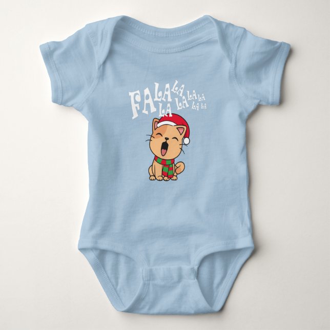 Fa La La jul Cat Singiing Baby Bodydräkt T Shirt (Framsida)