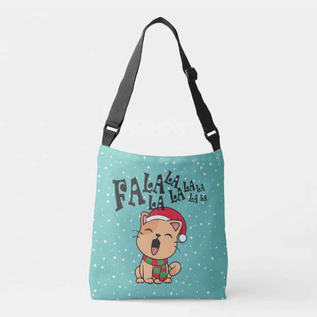 Fa La La jul Cat Singing Crossbody Bag Axelväska (Framsida)