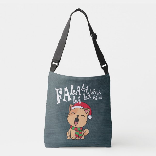 Fa La La jul Cat Singing Crossbody Bag Axelväska (Framsida)