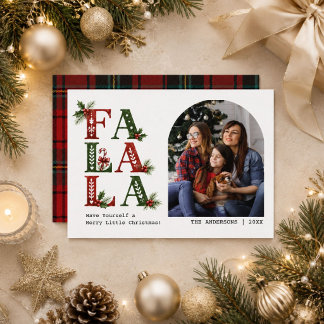 Fa La La Jul Familjefoto Semestern Julkort