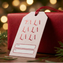 Fa La La Jul Lekfull Vintage Presentetikett