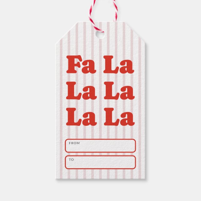 Fa La La Jul Lekfulla Randiga Presentetikett (Framsidan)