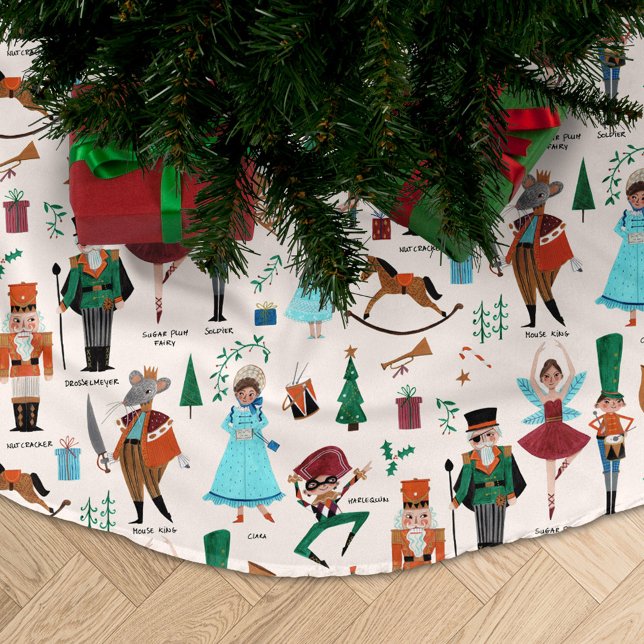 Fa La La jul Näckrackare Balett Dansare Julgransmatta Borstad Polyester (Nutcracker Christmas Decoration Tree Skirt)