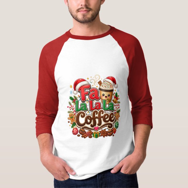 Fa La La Kaffe Holiday Design T Shirt (Framsida)