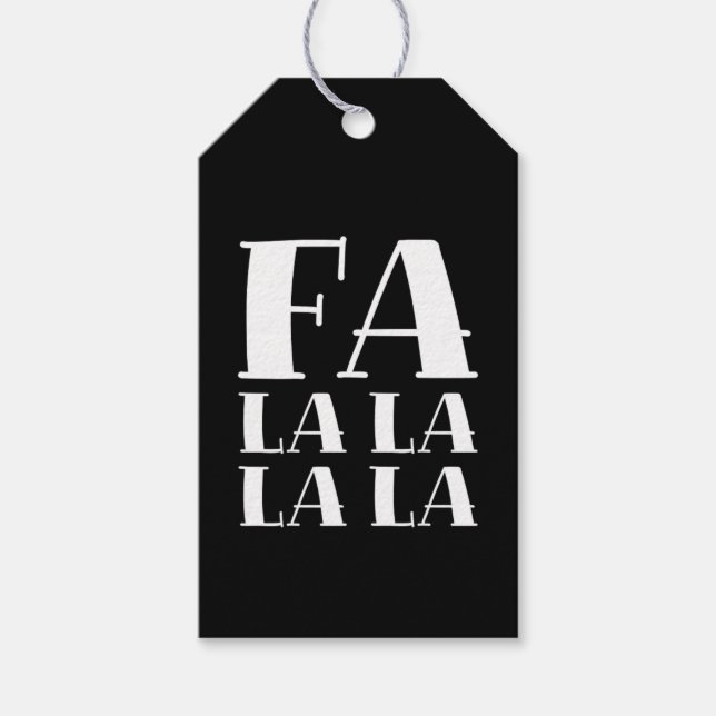 FA LA LA LA Bold Festive Black & White Christmas Presentetikett (Framsidan)