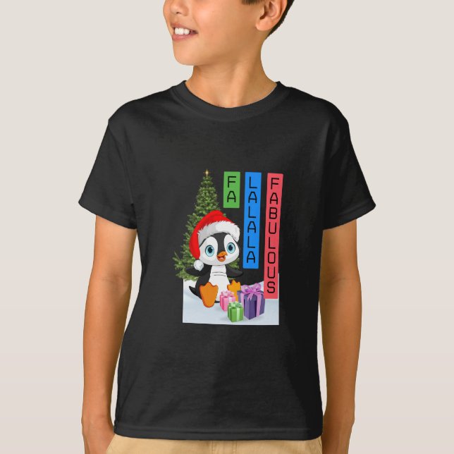 Fa La La La Fantastisk Julpingvin Barn T Shirt (Framsida)