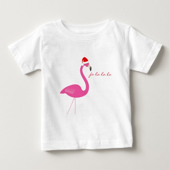 Fa la la la Flamingo Holiday Baby Klänning Tee Shirt (Framsida)