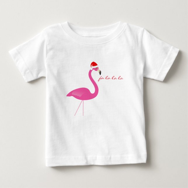 Fa la la la Flamingo Holiday Babyklänning Tee Shirt (Framsida)