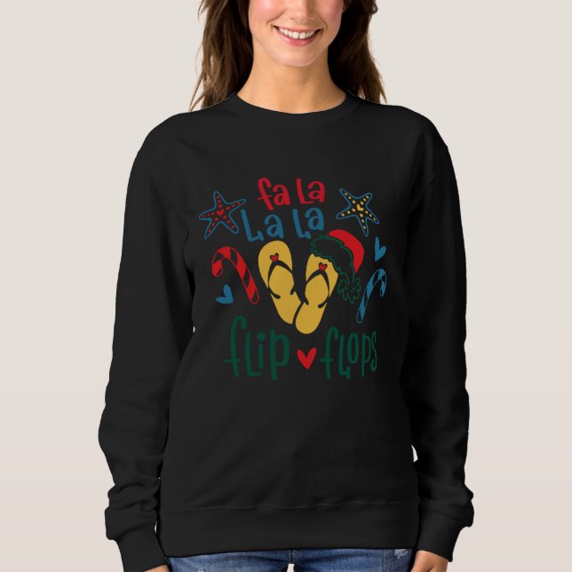 Fa La La La Flip Flops  Tomtehatt Tropisk Jul T Shirt (Framsida)