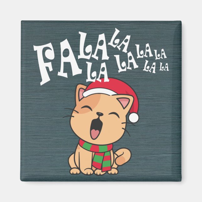 Fa La La La jul Cat Singing Magnet (Framsidan)