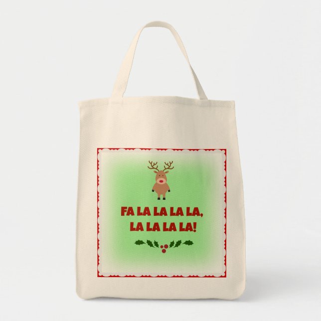 Fa La La La julen Organic Canvas Tote Tygkasse (Framsidan)