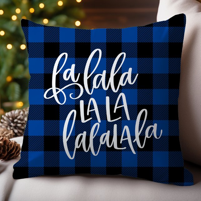 Fa La La La La Blå Buffalo-rutig jul Kudde (Skapare uppladdad)