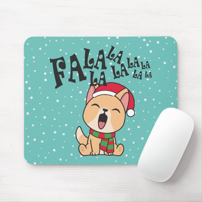 Fa La La La La jul Hund Singing | Mousepad Musmatta (Med mus)