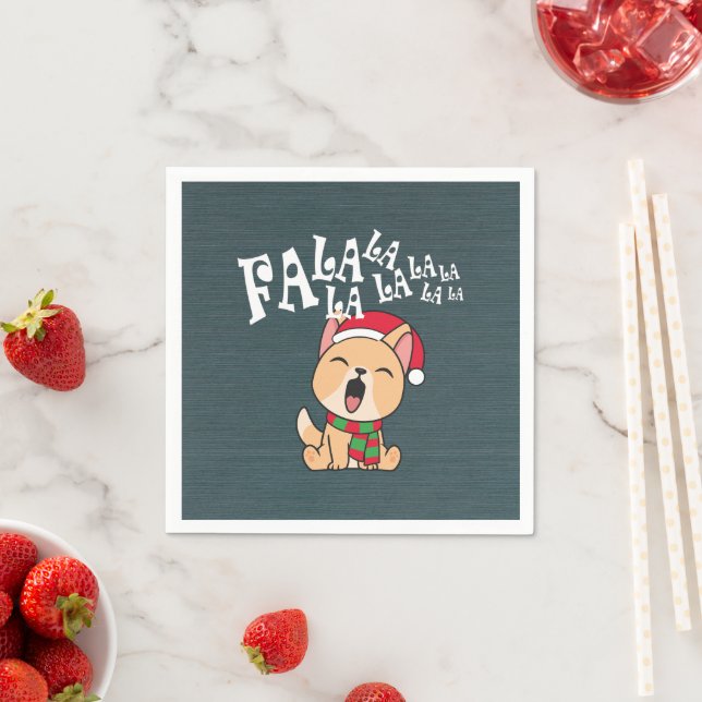 Fa La La La La jul Hund Singing | Napkin Pappersservett (Insitu)