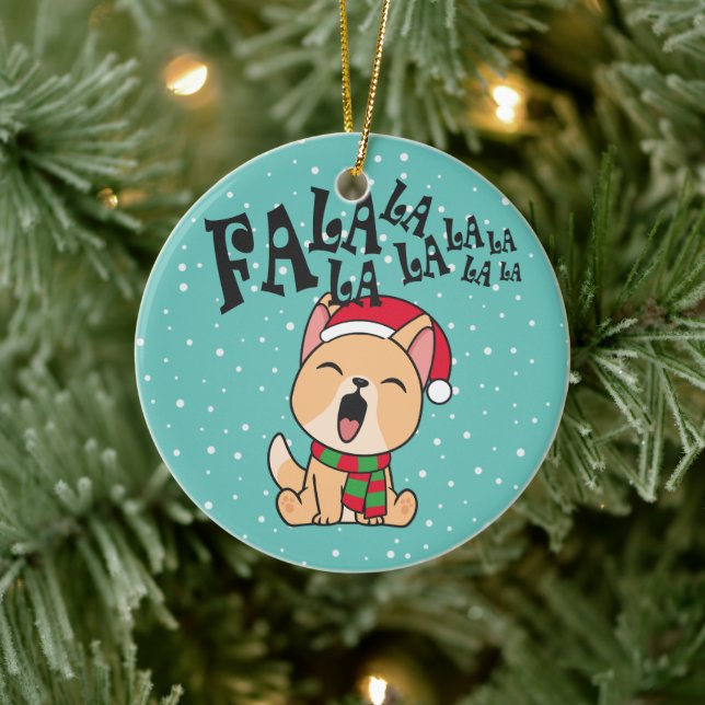 Fa La La La La jul Hund Singing | Ornament (Träd)