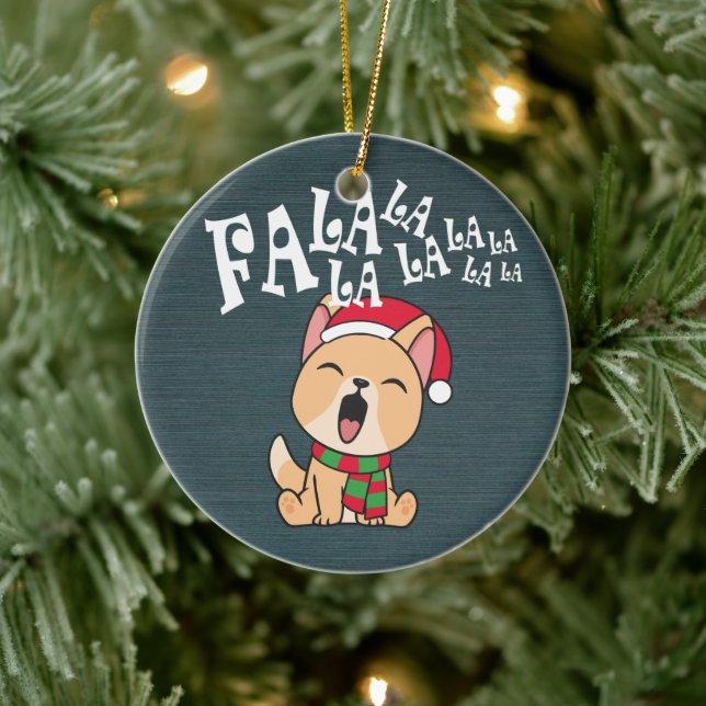 Fa La La La La jul Hund Singing | Ornament (Träd)