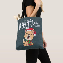 Fa La La La La jul Hund Singing | Tote Bag Tygkasse