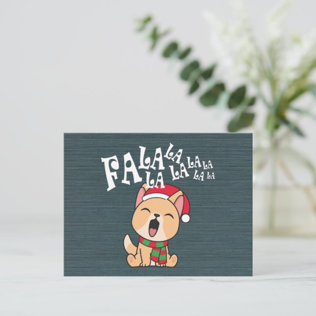 Fa La La La La jul Hund Singing | vykort (Stående Fram)