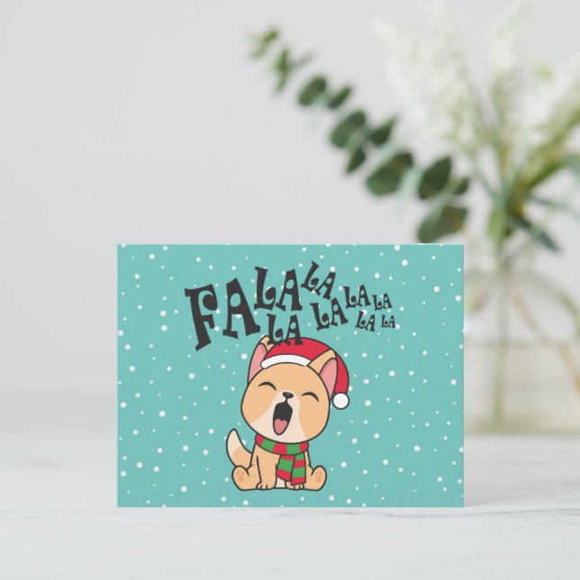 Fa La La La La jul Hund Singing | vykort (Stående Fram)