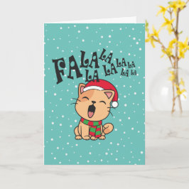 Fa La La La La Julkatt Sjungande Julkort Kort