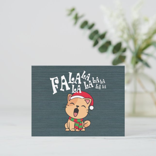 Fa La La La La Julkatt som sjunger | Vykort (Stående Fram)