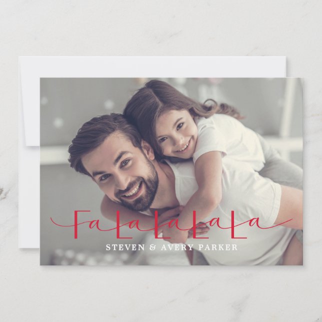 Fa La La La La Julkort Platt Holiday Card (Framsida)