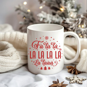 Fa La La La La La Röd julmugg, Höstpresent Kaffemugg