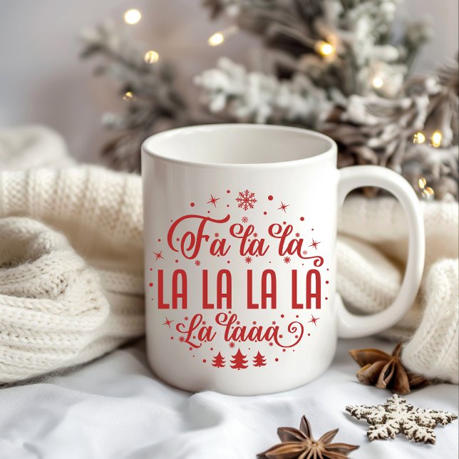 Fa La La La La La Röd julmugg, Höstpresent Kaffemugg (christmas mug, thanksgiving mug, christmas decor, holiday gift, mama mug, fall mug, festive mug,)