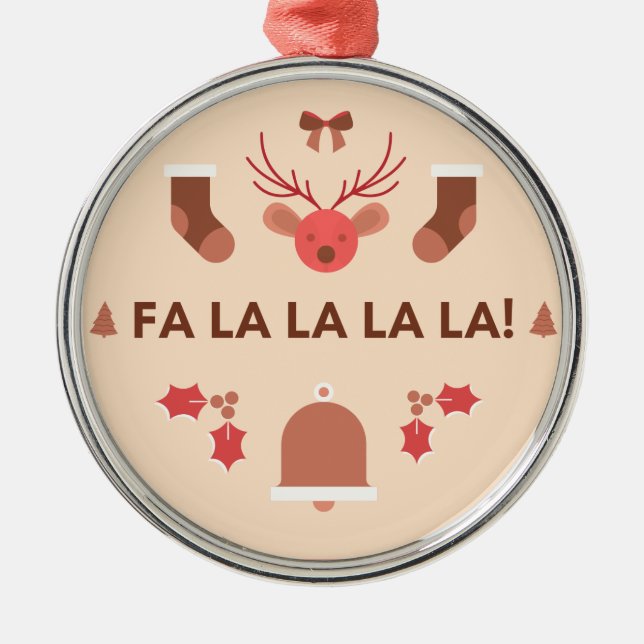 Fa La La La La Red Reindeer Ceramic Ornament (Framsidan)