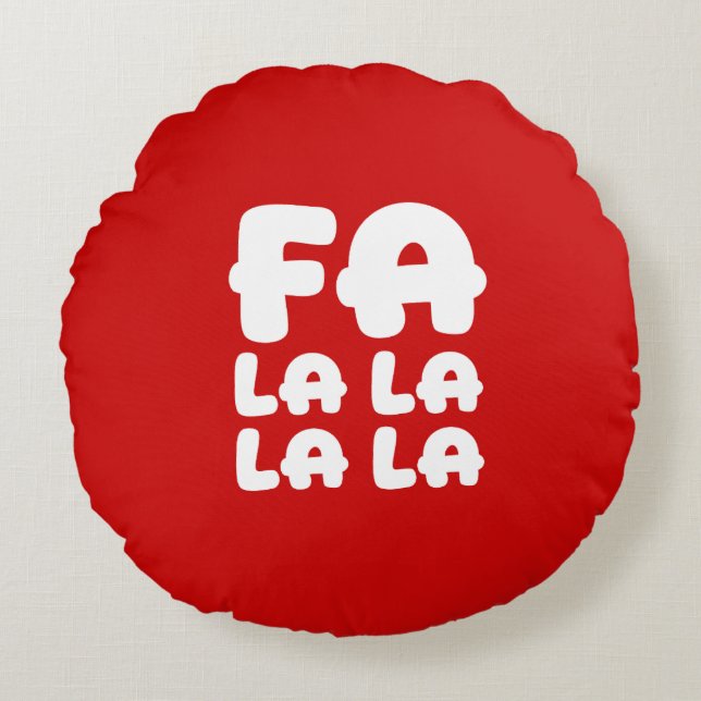 Fa La La La La Röd JulAccent Rund Kudd Kudde (Framsidan)