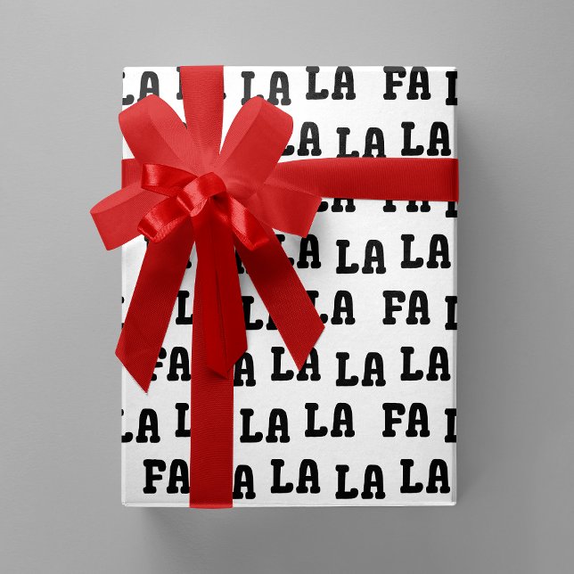 Fa La La La La White & Black Playful Christmas Presentpapper (Fa La La La La White & Black Playful Christmas Wrapping Paper)