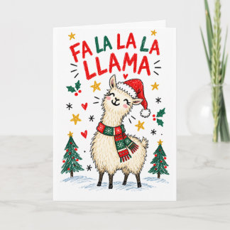 Fa La La La Lama | Rolig Handritad Julkort Kort