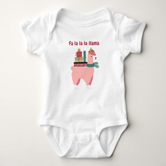 Fa la la la lama semester baby kroppströja t shirt (Framsida)