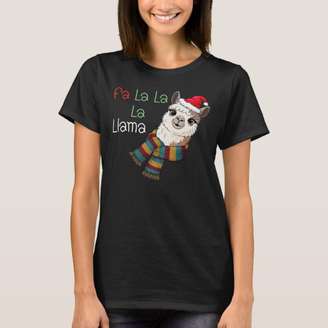 Fa La La La Llama Christmas T Shirt (Framsida)