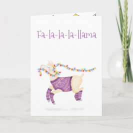 Fa-la-la-la-llama cute Christmas card Kort
