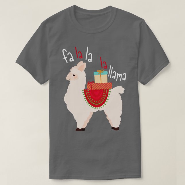 Fa La La La Llama Funny Juldjur T Shirt (Design framsida)