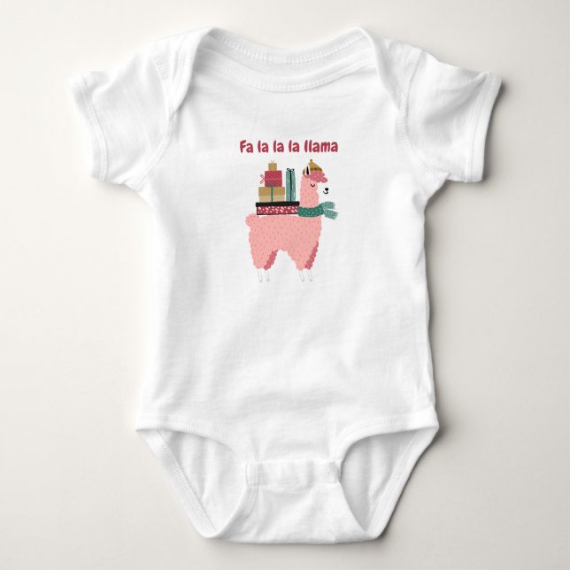 Fa la la la llama helgdag baby body kostym t shirt (Framsida)