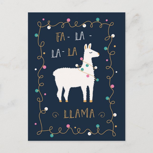 Fa-La-La-La Llama Vykort (Framsida)