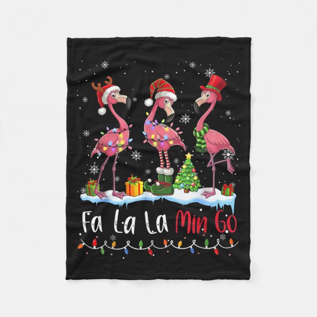 Fa La La La Mingo Flamingo Christmas Lover  Fleecefilt (Framsidan)