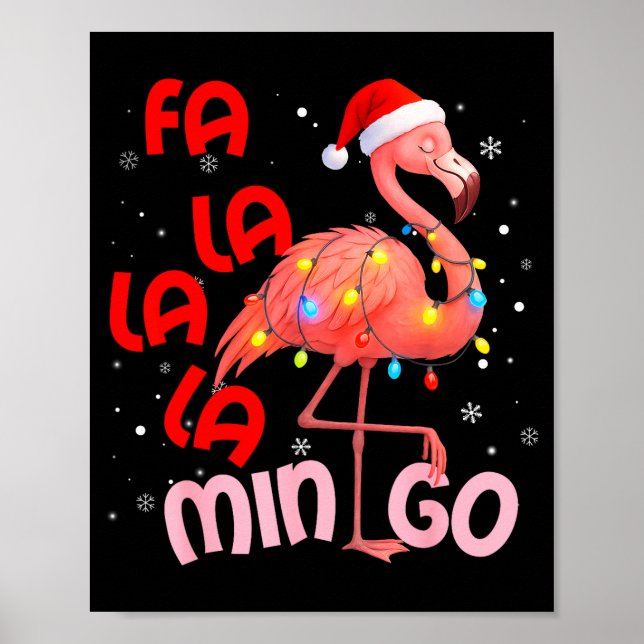 Fa La La La Mingo Flamingo Christmas Men Women Kid Poster (Framsidan)