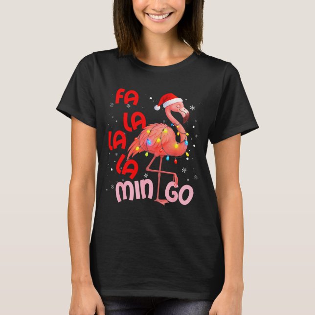 Fa La La La Mingo Flamingo Christmas Men Women Kid T Shirt (Framsida)