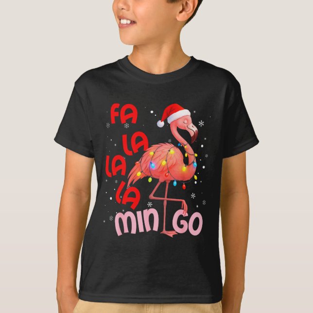 Fa La La La Mingo Flamingo Christmas Men Women Kid T Shirt (Framsida)