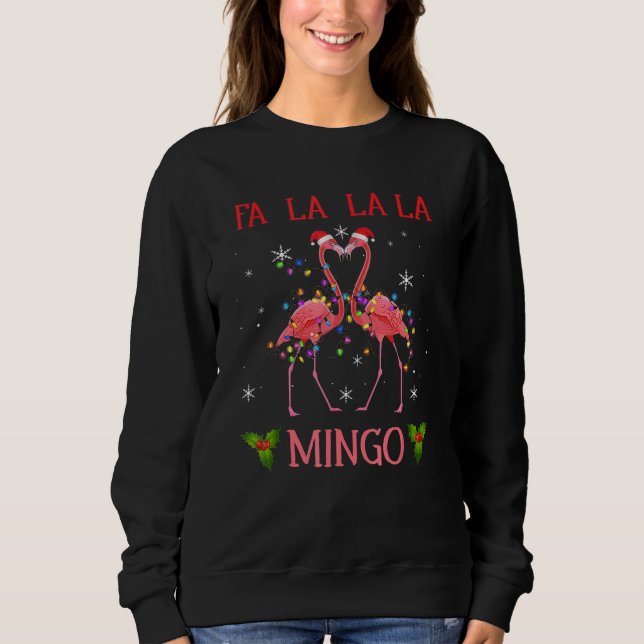 Fa La La La Mingo Flamingo For Christmas Xmas Paja T Shirt (Framsida)