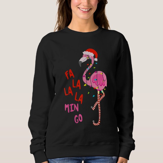 Fa La La La Mingo Flamingo For Christmas Xmas Paja T Shirt (Framsida)
